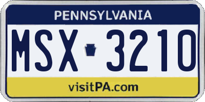 PA license plate MSX3210
