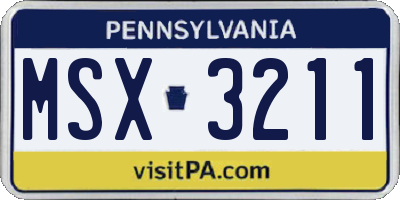 PA license plate MSX3211