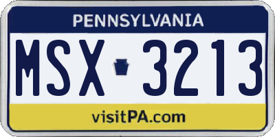 PA license plate MSX3213