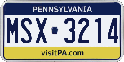 PA license plate MSX3214