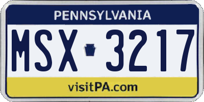 PA license plate MSX3217