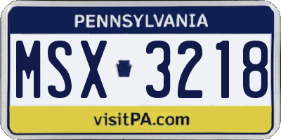 PA license plate MSX3218