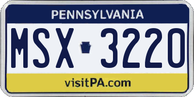 PA license plate MSX3220