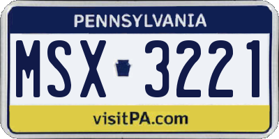 PA license plate MSX3221