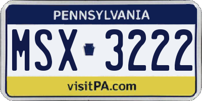 PA license plate MSX3222