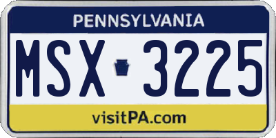 PA license plate MSX3225