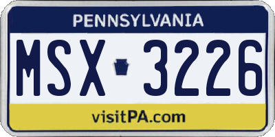 PA license plate MSX3226