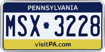 PA license plate MSX3228