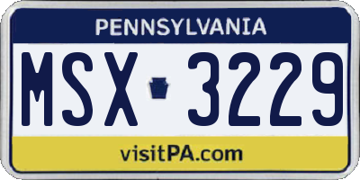 PA license plate MSX3229