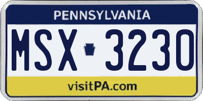 PA license plate MSX3230