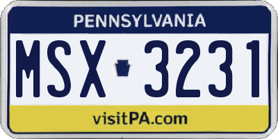 PA license plate MSX3231