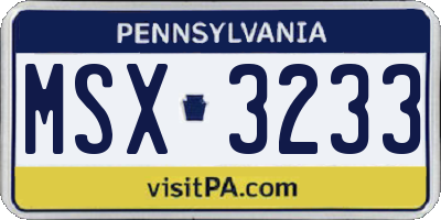 PA license plate MSX3233