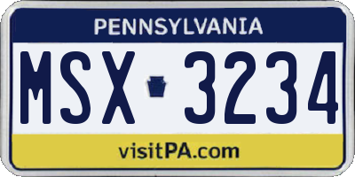 PA license plate MSX3234
