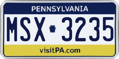 PA license plate MSX3235