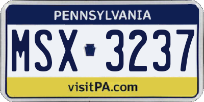 PA license plate MSX3237