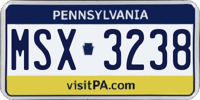 PA license plate MSX3238