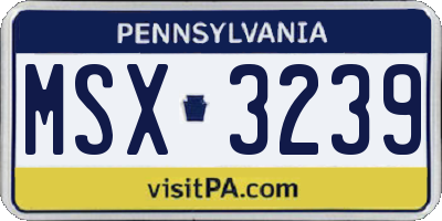 PA license plate MSX3239