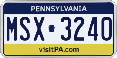 PA license plate MSX3240