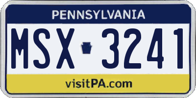 PA license plate MSX3241
