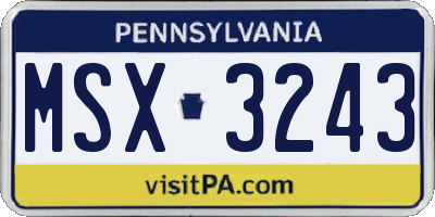 PA license plate MSX3243