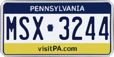 PA license plate MSX3244