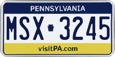 PA license plate MSX3245