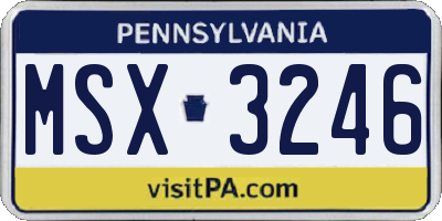 PA license plate MSX3246