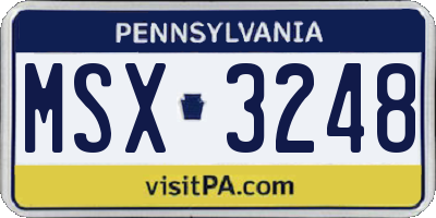 PA license plate MSX3248