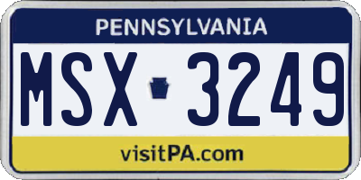 PA license plate MSX3249