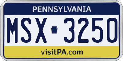 PA license plate MSX3250