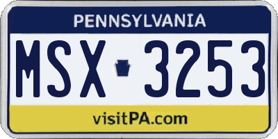 PA license plate MSX3253