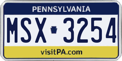 PA license plate MSX3254