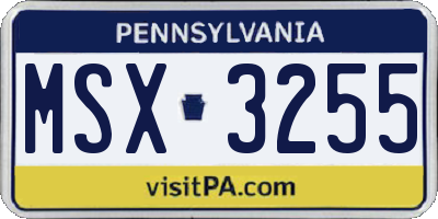 PA license plate MSX3255