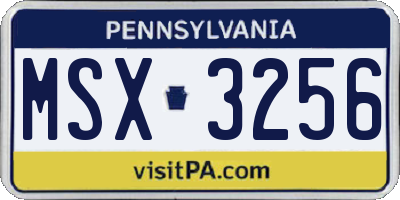 PA license plate MSX3256