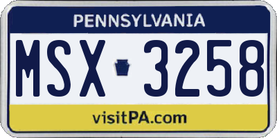 PA license plate MSX3258
