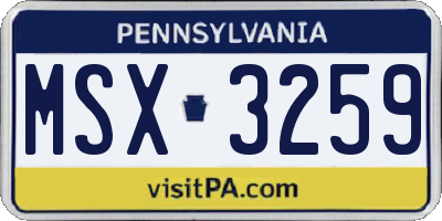 PA license plate MSX3259