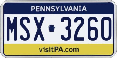 PA license plate MSX3260