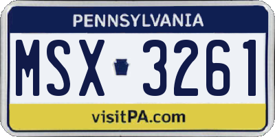 PA license plate MSX3261