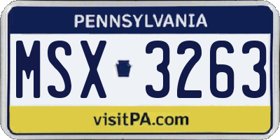 PA license plate MSX3263