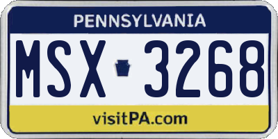 PA license plate MSX3268