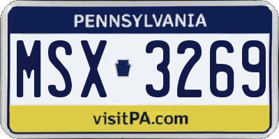 PA license plate MSX3269