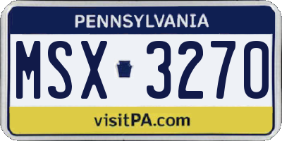 PA license plate MSX3270