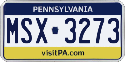 PA license plate MSX3273