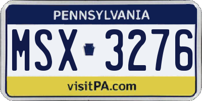 PA license plate MSX3276