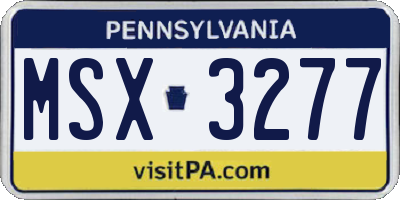 PA license plate MSX3277