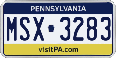 PA license plate MSX3283