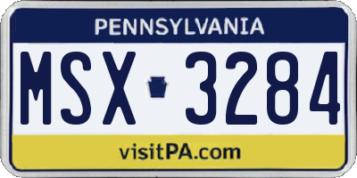 PA license plate MSX3284