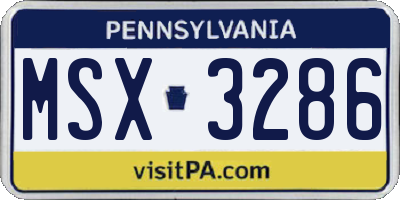 PA license plate MSX3286