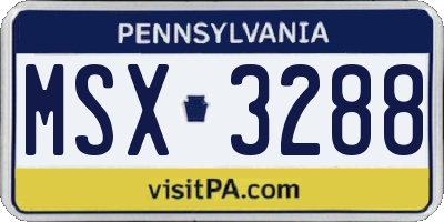 PA license plate MSX3288