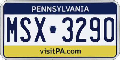 PA license plate MSX3290
